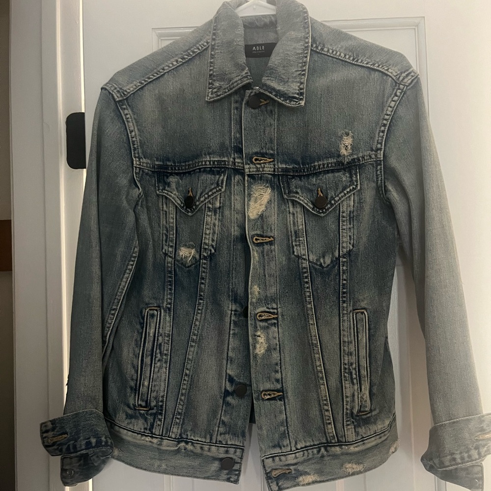 Able Signature Merly Jacket size Small Destructed Denim